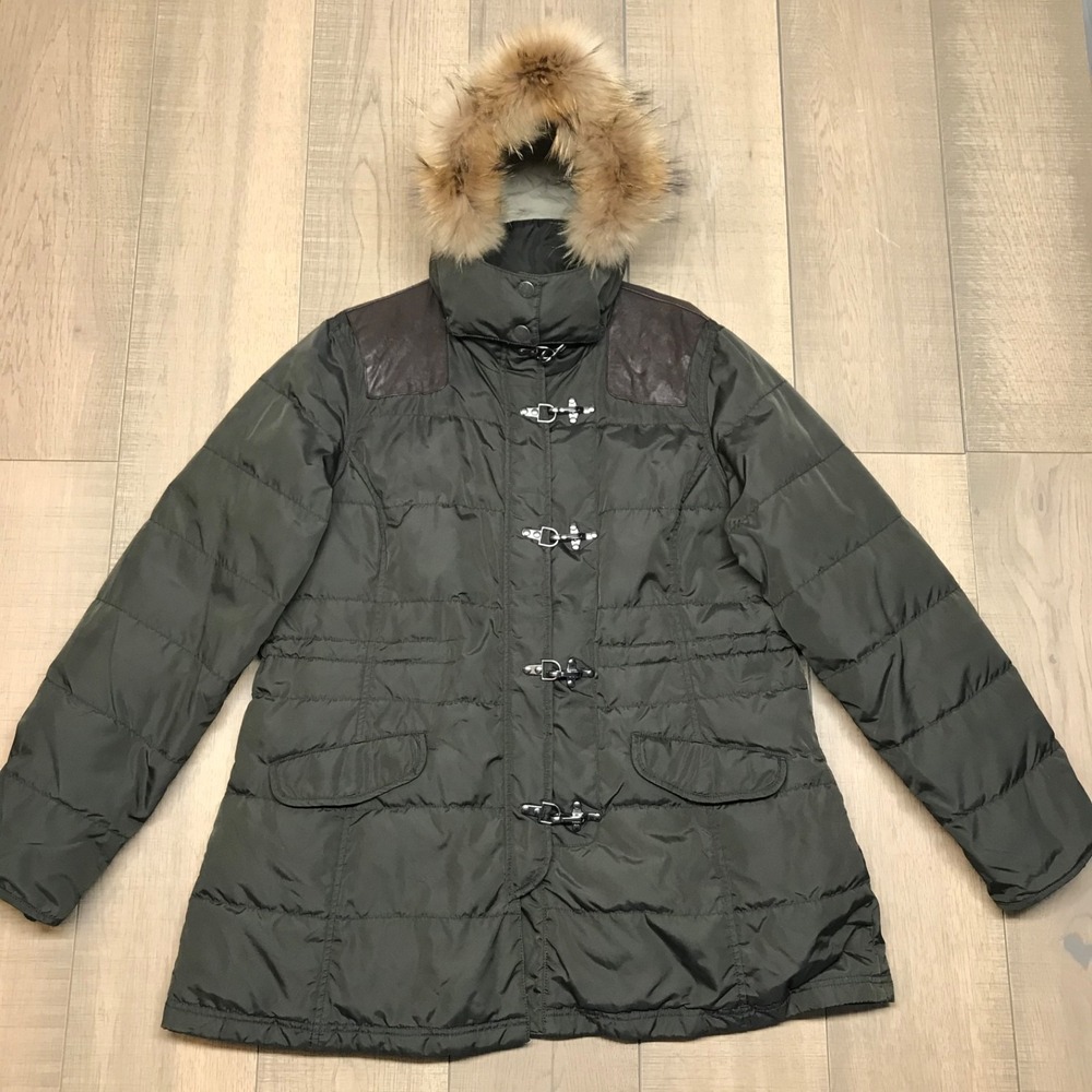 Orvis Jacket Womens Size‎ XL Green Down Fill Nylon Lamb Leather Hunting